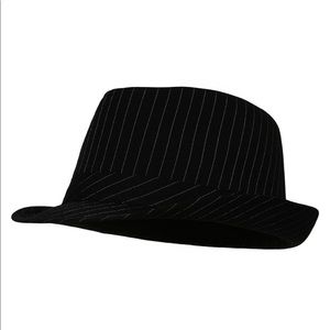 Black pinstripe fedora hat